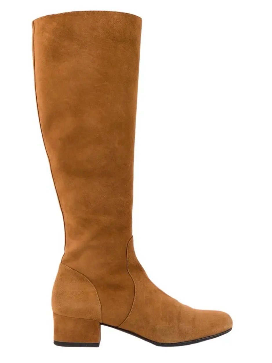 Saint Laurent Suede Over-The-Knee Boots In Carmel